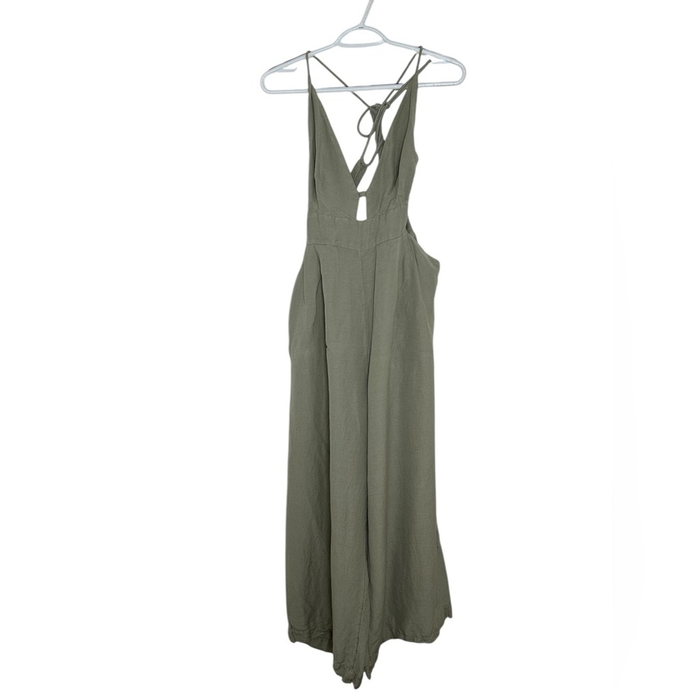 Free People Emma Linen Jumpsuit Alfalfa Size Large - Picture 16 of 16